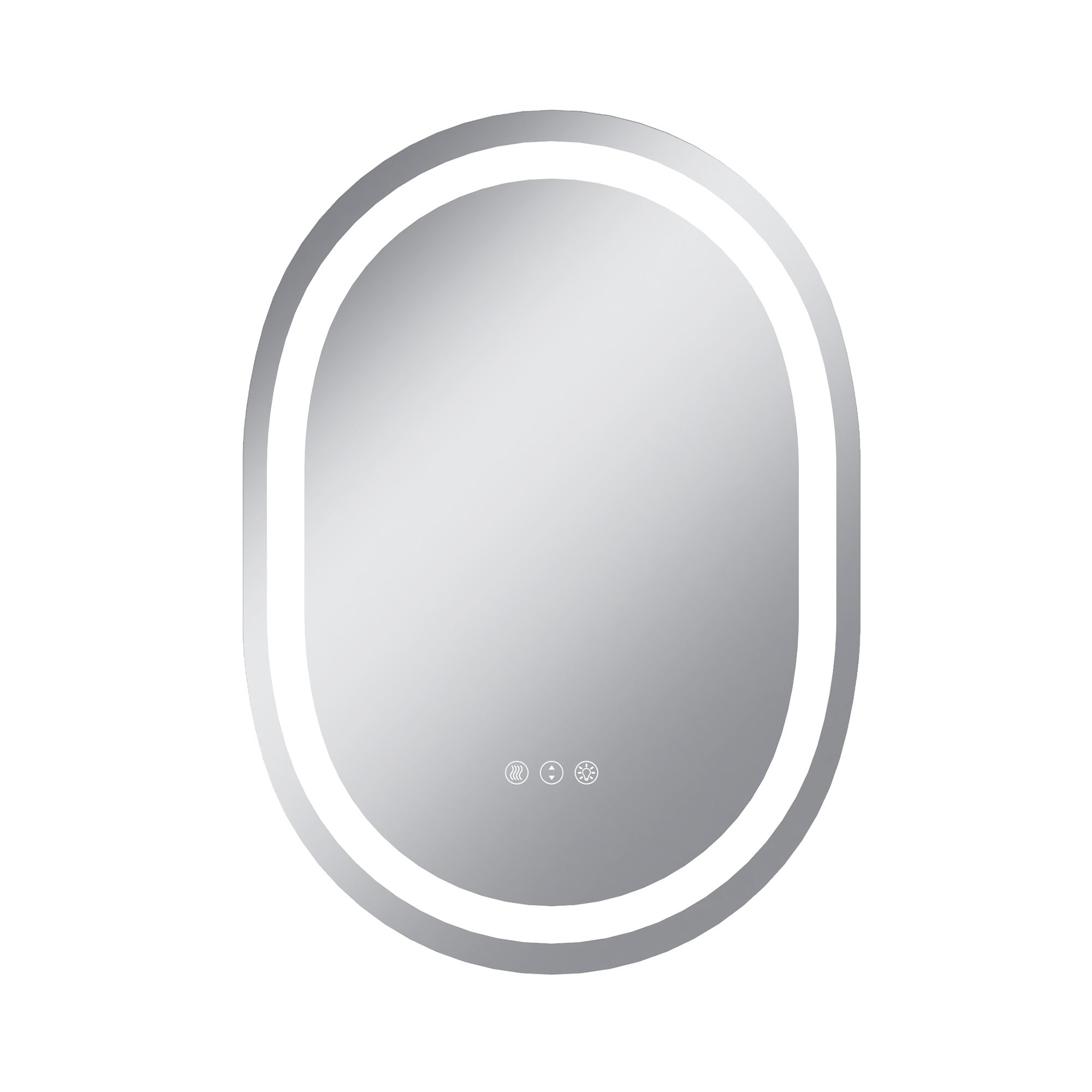 Vanityfus 20-in W 28-in H Oval Frameless Wall-Mounted Beveled Dimmable LED Lighted Fog Free Bathroom Vanity Mirror in silver